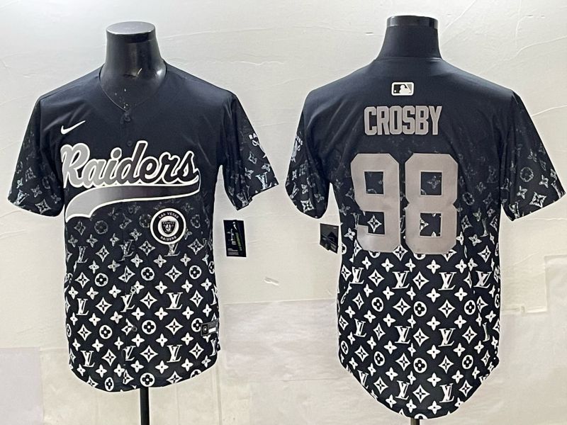 Men 2025 Nike Oakland Raiders 98 Crosby black Limited NFL Jersey 08